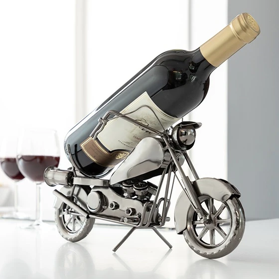 Metalowy stojak na wino motocykl