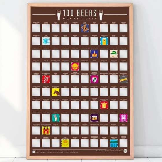 Plakat ze zdrapką 100 marek piwa z całego świata